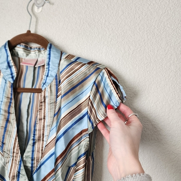 XHILARATION x VINTAGE Y2K artsy satin wrap‎ stripe top size M - Picture 5 of 7